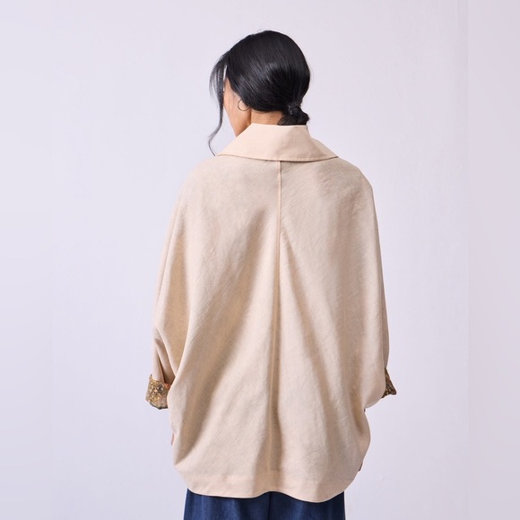 Nicobar Batwing Linen Cotton Jacket - Beige - Picture 5 of 13